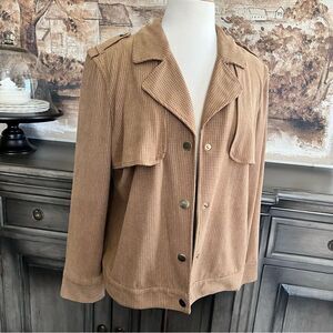 Chicos Tan Metallic Soft Stretchy Blazer size 2 (L/12)